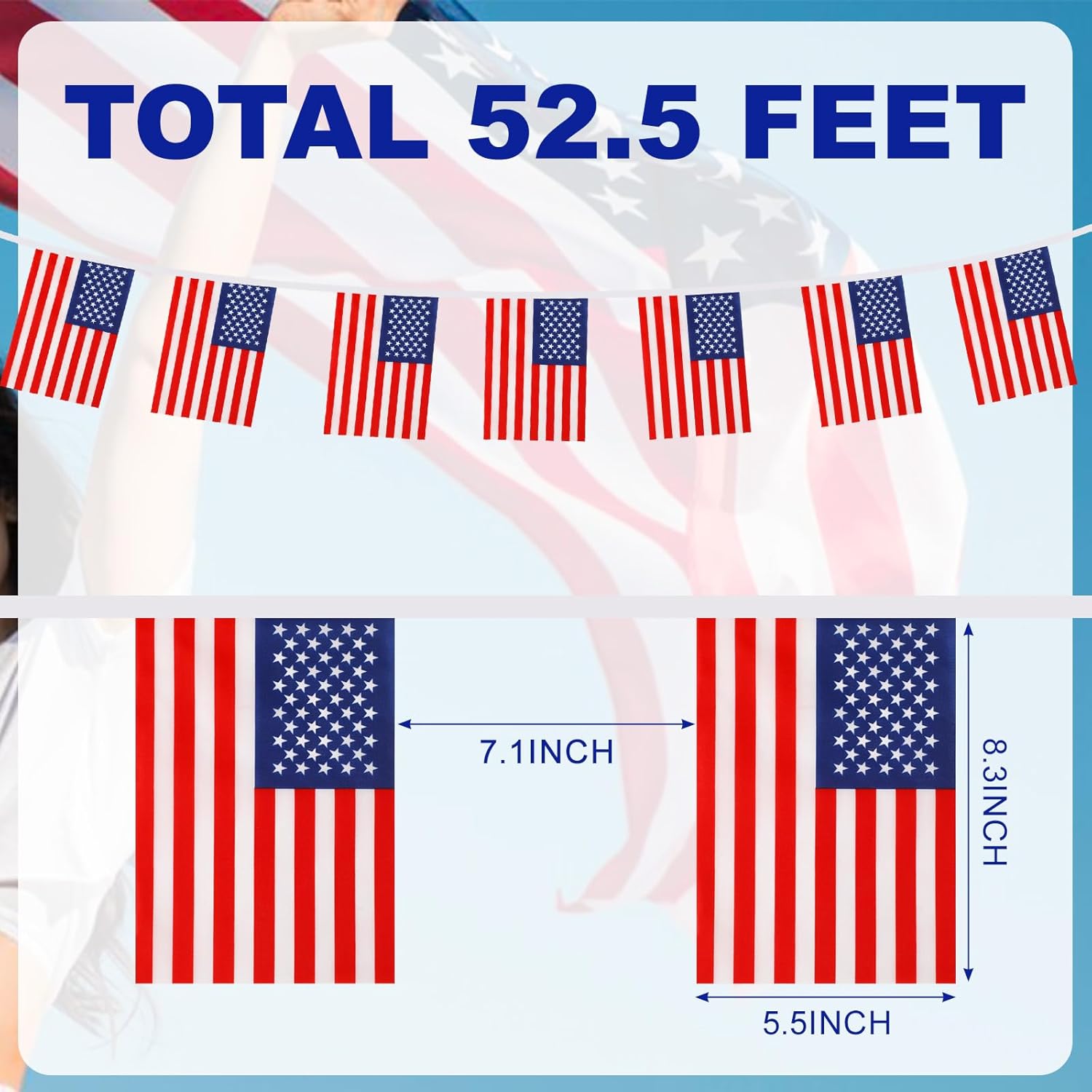 50-Piece American Flag String Banner (52.5 FT)
