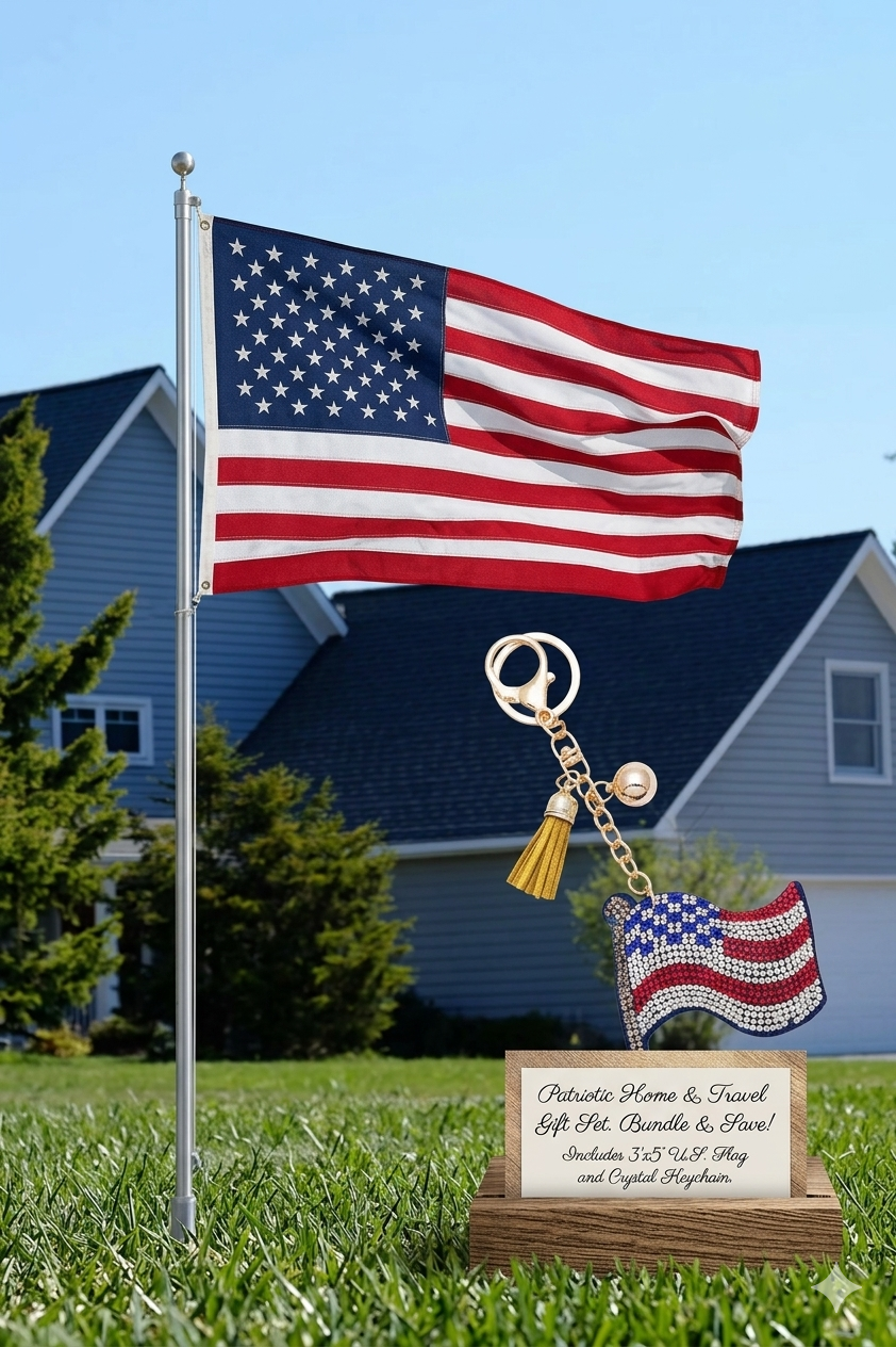Patriotic Bundle — Forever Glory Flag + Crystal Keychain