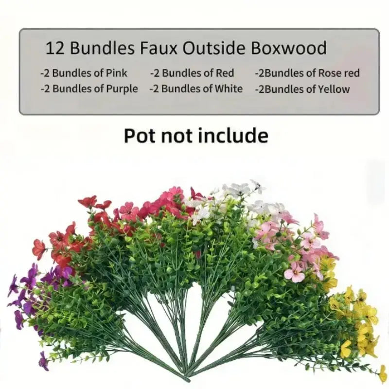 6-Color Artificial Flower (6/12Pcs/Set), UV Resistant Colorful Fake Flower, Decorative Bouquet for Home Garden Party Wedding Decor, Artificial Flowers Bouquet