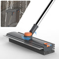GLUMZRK 3-In-1 Floor Scrub Brush with Long Handle, Adjustable Silicone Squeegee & Stiff Bristle, 360° Rotating Head for Deep Cleaning, Versatile for Shower, Bathroom, Patio, Garage, Kitchen, Wall, Deck
